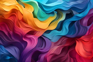 Rolgordijnen Multicolor rainbow abstract   waves geometric background © Kislinka_K