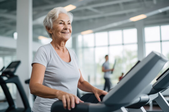 Eldery Woman exercise at gym in the morning.  Website image