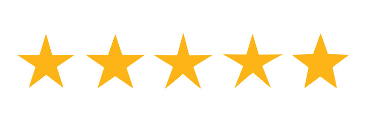 Five stars customer product rating review. Five stars vector illustration.