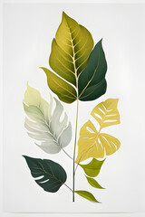 leaf only scandinavian art style nature inspired colors vector white background AI Image Generation