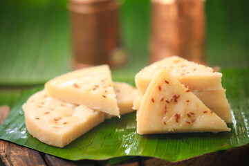 kinnathappam kerala famous snack recipe closeup with selective focus and blur