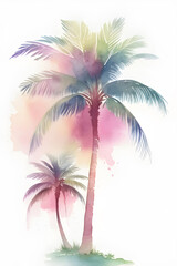 Fototapeta na wymiar palm watercolor in gradient backgorund AI Image Generation.