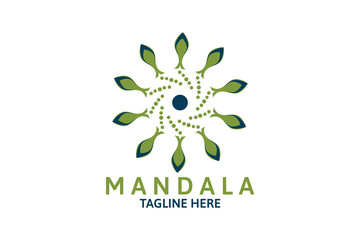 Colorful mandala logo isolated on white background.