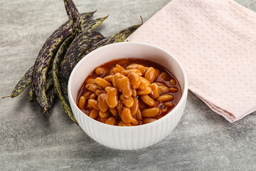 Fototapeta premium Canned white bean in tomato sauce