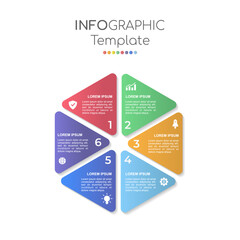 Infographic triangle. Process chart. Vector diagram with 6 options. Can be used for graphics, presentations, reports, step options, web designInfographic triangle. Process chart. Vector diagram with 6