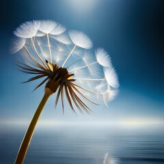 dandelion on sky background Created using generative AI tools