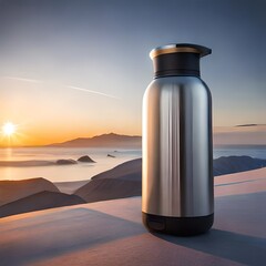 bottle on the beach Created using generative AI tools