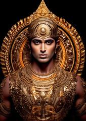 Portrait of an Indian warrior dressed as an Indian god | 5800 x 8200 px