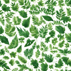 Fototapeta na wymiar green leaves seamless pattern on white background 