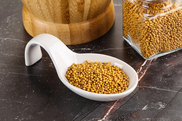Mustard dry seeds in the bowl