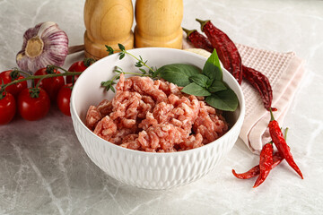 Raw minced pork uncooked meat