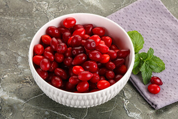 Ripe sweet and juicy cornus