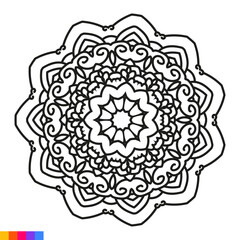 Mandala Art for Coloring Book. Clean Decorative round ornament. Oriental pattern, Vector illustration Coloring book page. Circular pattern in form of mandala for Henna, Mehndi, tattoo, decoration.