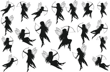 Cute Fairy Silhouette With Arrow Collection