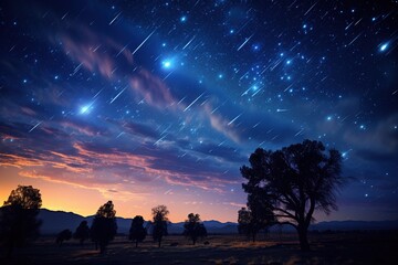 Breathtaking celestial event, Celestial Wonders, Meteor Showers, Night Sky Photography, Astronomy Enthusiasts, Stargazing Moments, - obrazy, fototapety, plakaty