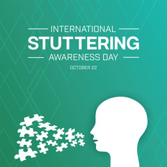 International Stuttering Awareness Day design concept with a man symbol uttering jigsaw puzzle. Vector illustration