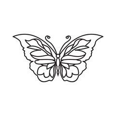butterfly icon with forked wings, butterfly line art icon