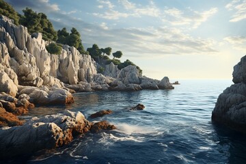 rocks and sea, Generative AI