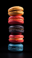 Several colorful macarons on top of each other, generative ai 