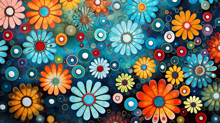 Fototapeta na wymiar Colorful background of drawn bright flowers.