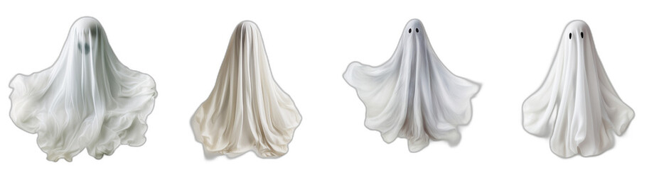 Halloween Ghost, Frontal Shot, Many different designs, Design Selection PNG file, transparent background, isolated objects