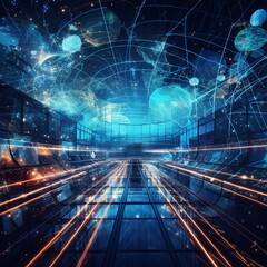 Futuristic background about the Internet coverage of the entire planet created with Generative Ai