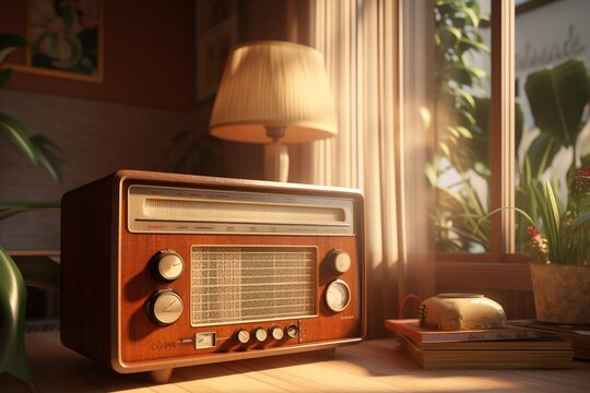 old radio on the table, Generative AI