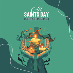 all saints day Social Media Post template vector