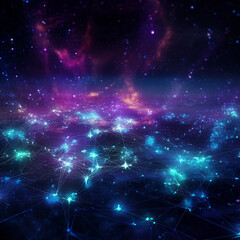 Obraz premium Futuristic background about the Internet coverage of the entire planet created with Generative Ai