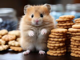 adorable hamster standing on his rear paws