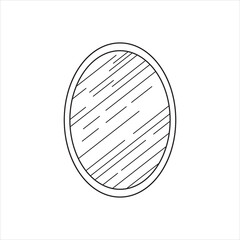 Hand drawn cartoon Vector illustration oval mirror icon in doodle style