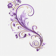 Fototapeta premium Violet elaborate filigree corner borders white Background, AI Generated