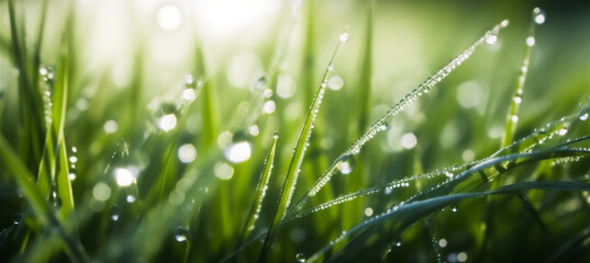 Naklejka premium Grass with dew drops 