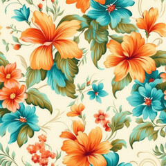 Vintage floral design pattern bright pastel color insanely details AI Generated.