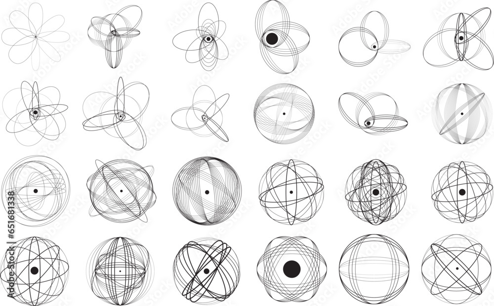 Wall mural lines in circle form . spiral vector illustration .technology round. wave logo . design element . ab