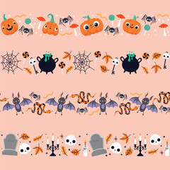 Vector border with drawings for Halloween