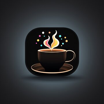 Simple design of a coffee cup logo. Made with Generative AI.