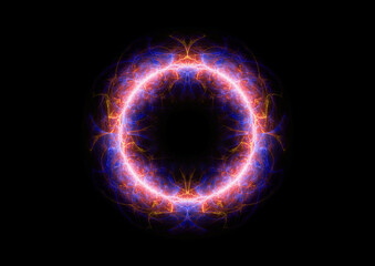 Fire and ice circle lightning, abstract electrical element