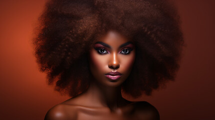 In this captivating beauty portrait, we celebrate the elegance of an African American woman, highlighting her afro hairstyle.