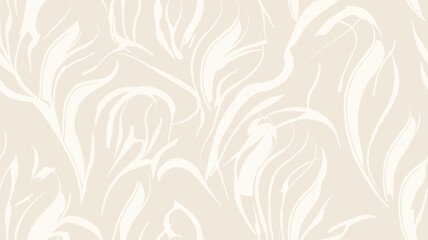 Vector seamless beige pattern with white drops. Monochrome abstract floral background.