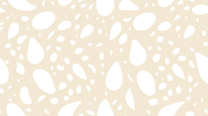 Vector seamless beige pattern with white drops. Monochrome abstract floral background.