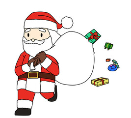プレゼントを落としているサンタクロース