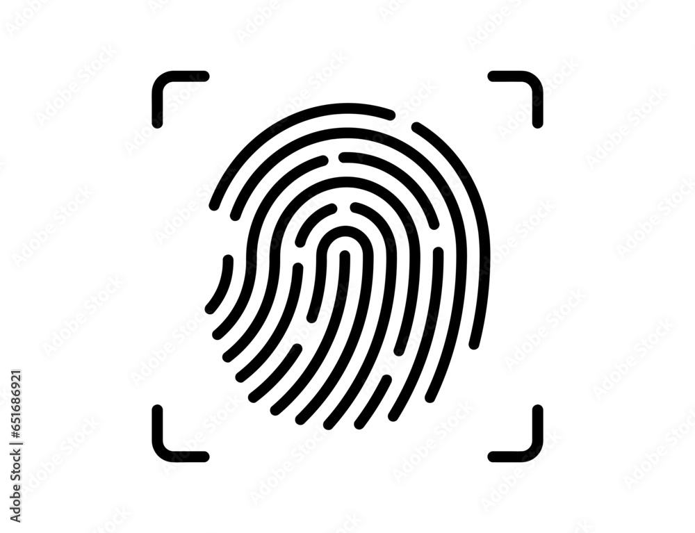 Aufkleber ID app icon. Finger print. Finger print accepted icon. Fingerprint scanning. Digital touch scan identification of electronic sensor authentication.Biometric access control. Security system