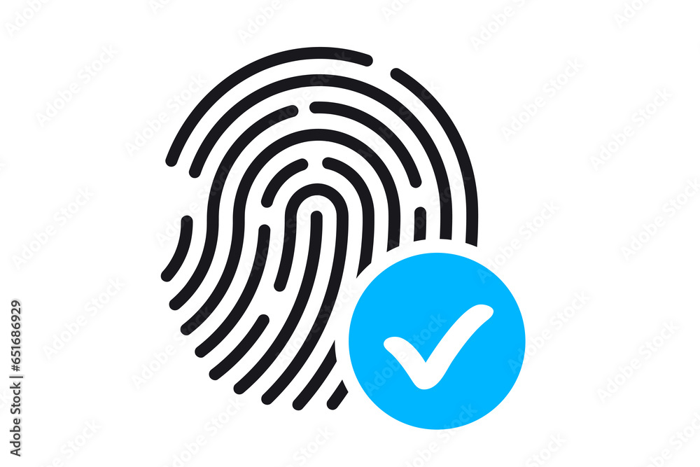 Aufkleber ID app icon. Finger print. Finger print accepted icon. Fingerprint scanning. Digital touch scan identification of electronic sensor authentication.Biometric access control. Security system
