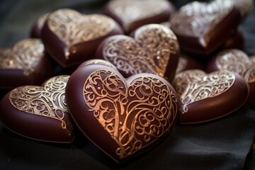 Delicious and sweet heart shaped chocolate candy, valentines Day