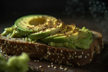 Sliced Avocado toast with sesame seeds on it Generative AI