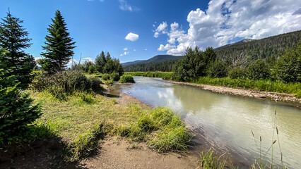 Fototapeta na wymiar Colorado River in Holzwarth Historic Site in Rocky Mountain National Park