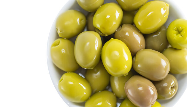 Olives for pouring extra virgin olive oil. Health food composition.