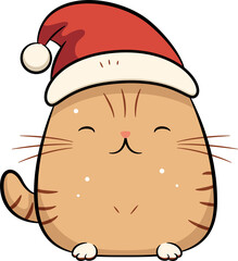 Christmas Santa Cat Outline