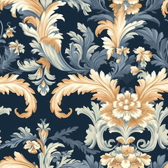 Rococo seamless pattern that would be worn colors seamless pattern, AI Generated